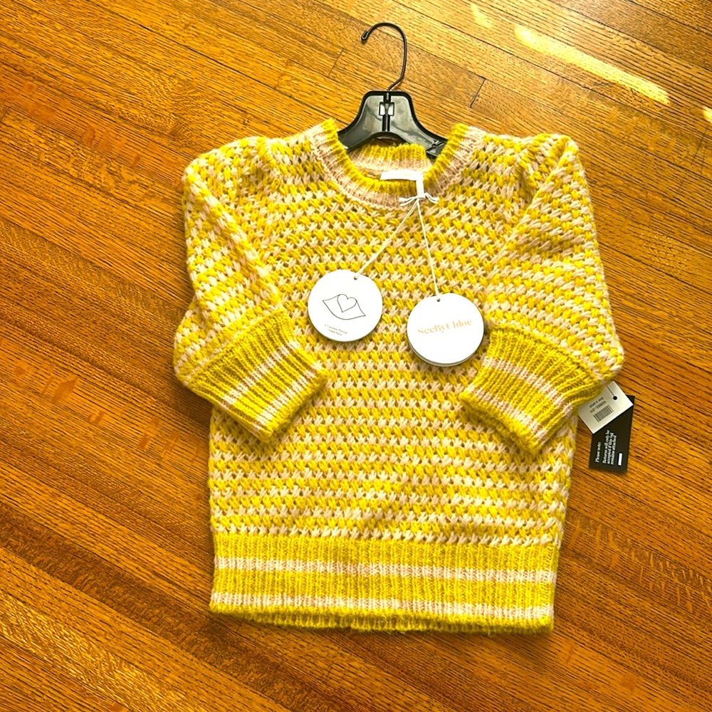 NWT—Pink and yellow knitted short sleeve sweater vest by See by Chloe